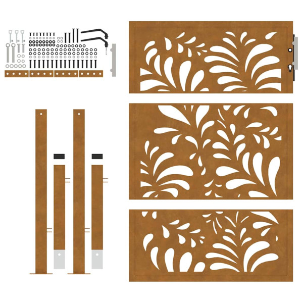 Puerta de jardín de acero desgastado diseño ondulado 105x130 cm M 5