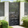 Puerta de jardín de diseño de hojas de acero negra 105x205 cm 1