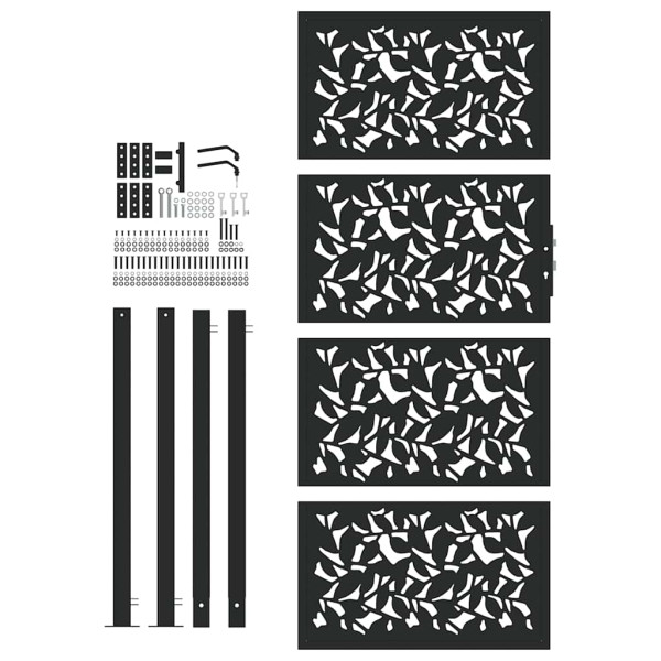 Puerta de jardín de diseño de hojas de acero negra 105x205 cm M 4