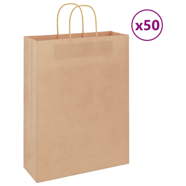 Bolsas de papel kraft con asas 50 uds marrón 32x12x42 cm D