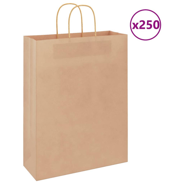 Bolsas de papel kraft con asas 250 uds marrón 32x12x42 cm D