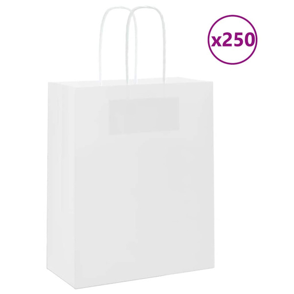 Bolsas de papel kraft con asas 250 uds blanca 18x8x22 cm D