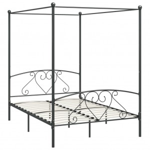 Estructura de cama con dosel metal gris 140x200 cm H