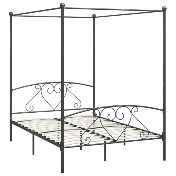 Estructura de cama con dosel metal gris 140x200 cm M 2