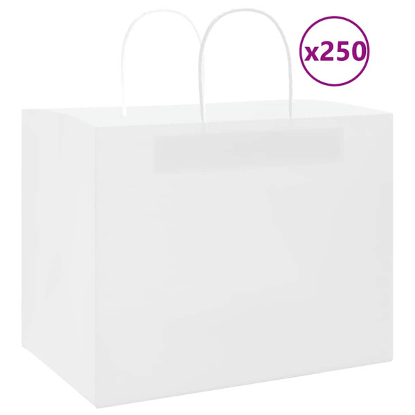 Bolsas de papel kraft con asas 250 uds blanca 32x22x24 cm D