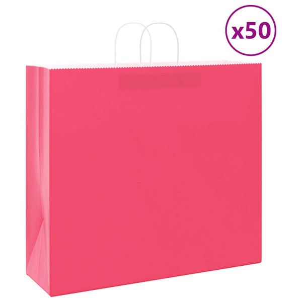 Bolsas de papel kraft con asas 50 uds rosa 54x15x49 cm D