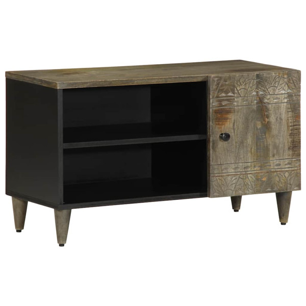 Mueble de TV madera maciza de mango gris claro 80x31.5x46 cm D