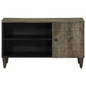 Mueble de TV madera maciza de mango gris claro 80x31.5x46 cm H