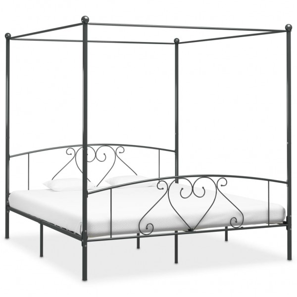 Estructura de cama con dosel metal gris 180x200 cm D