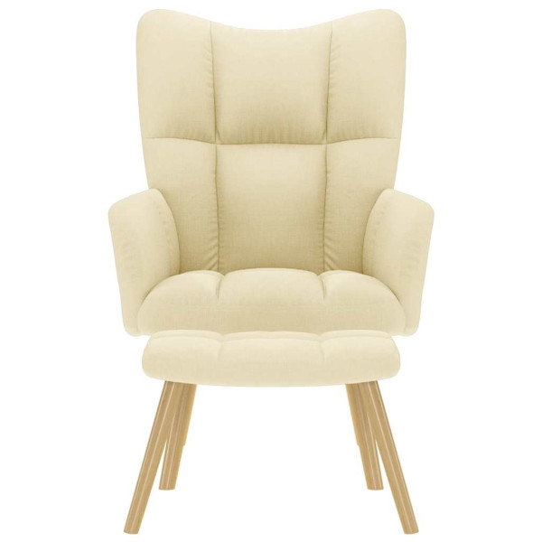 Sillón de relax con taburete tela color crema M 4