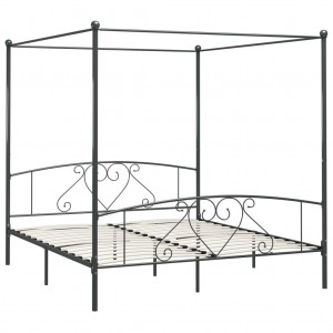 Estrutura de cama com dossel 180x200 cm metal cinzento H