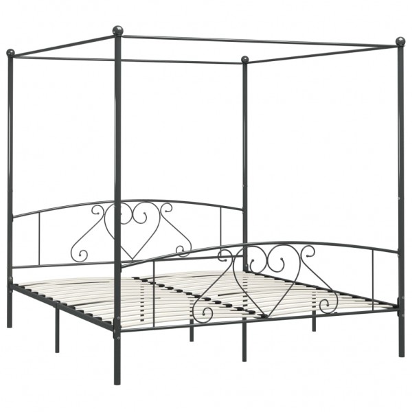 Estructura de cama con dosel metal gris 180x200 cm M 2
