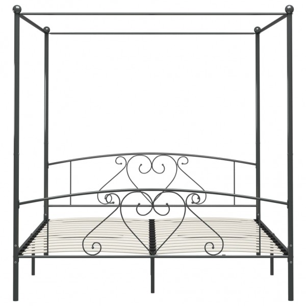 Estructura de cama con dosel metal gris 180x200 cm M 3