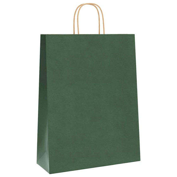 Bolsas de papel kraft con asas 250 uds verde 32x12x42 cm M 3