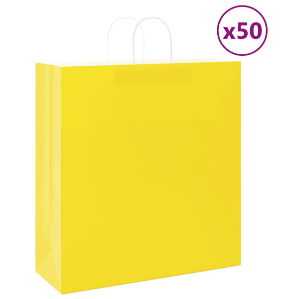 Bolsas de papel kraft con asas 50 uds amarillas 45x17x48 cm D