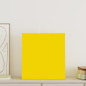 Sacos de papel 50 unid com alças amarelo 45x17x48 cm H