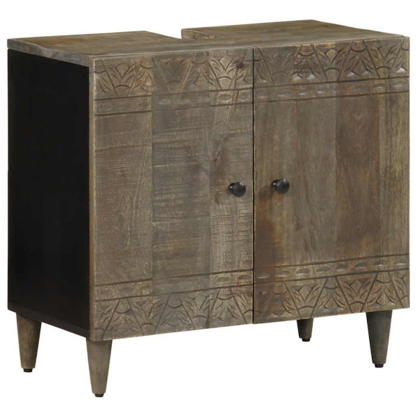Armario de lavabo para baño madera maciza de mango 62x33x58 cm D