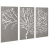 Adorno pared jardín 3 pzas acero corten diseño árbol 105x55 cm 3
