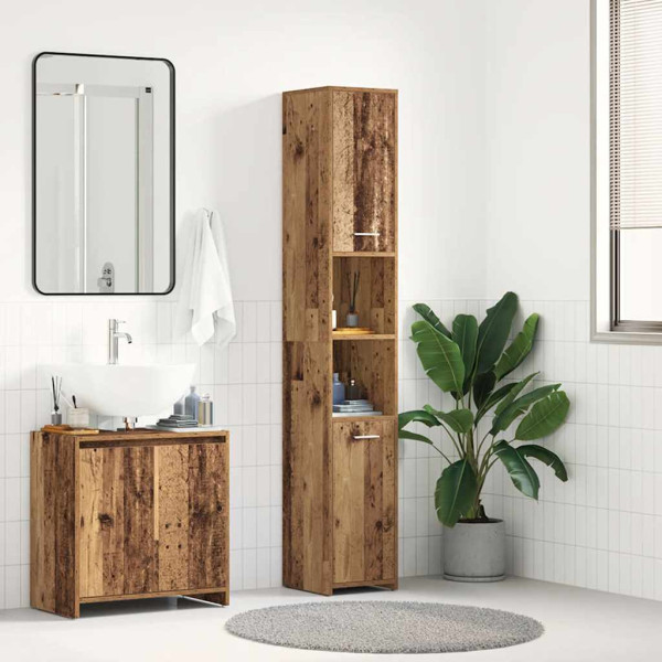 Armario de baño madera de ingeniería envejecida 30x30x183.5 cm M 3