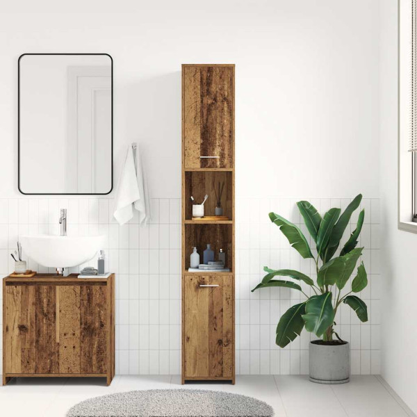 Armario de baño madera de ingeniería envejecida 30x30x183.5 cm M 4
