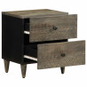 Mesita de noche de madera maciza de mango gris claro 40x33x46cm 2