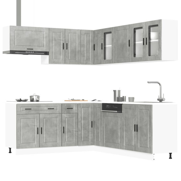 Mueble cocina Porto gris hormigón 11 pzas madera contrachapada D