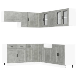 Mueble cocina Porto gris hormigón 11 pzas madera contrachapada H