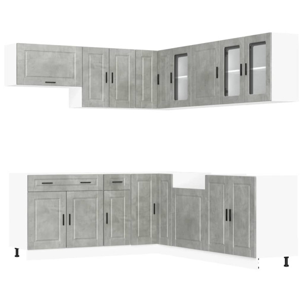 Mueble cocina Porto gris hormigón 11 pzas madera contrachapada M 2