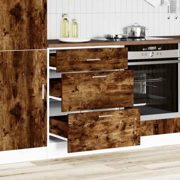 Mueble bajo de cocina de madera de ingeniería de roble ahumado M 3