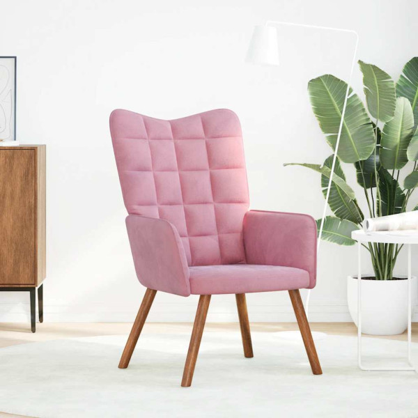 Sillón de relax de terciopelo rosa M 3