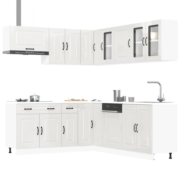 11 peças armário de cozinha conjunto Kalmar brilho branco D