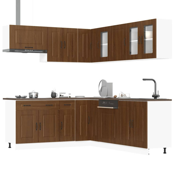 Mueble cocina Kalmar roble marrón 11 pzas madera contrachapada D