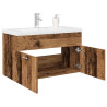 Mueble lavabo con lavabo integrado y grifo madera vieja 1
