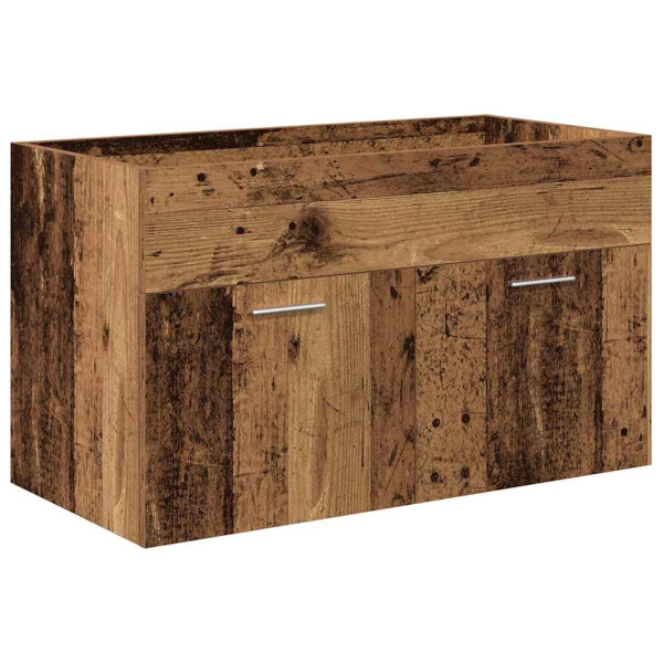 Mueble lavabo con lavabo integrado y grifo madera vieja M 4