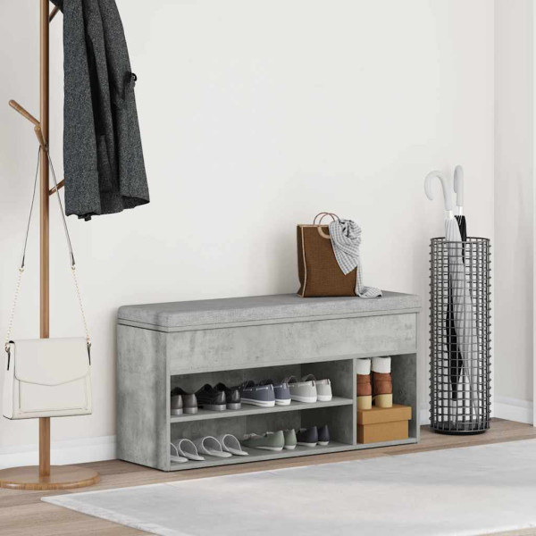 Banco zapatero madera de ingeniería gris hormigón 102x30.5x45cm M 3
