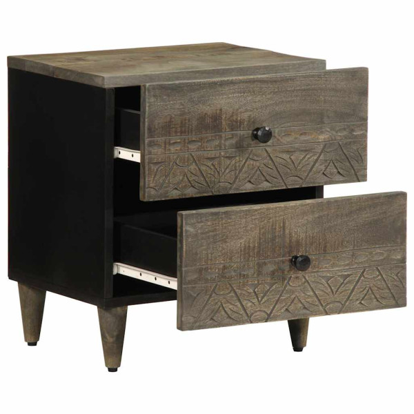 Mesitas noche 2 uds madera maciza mango gris claro 40x33x46 cm M 3