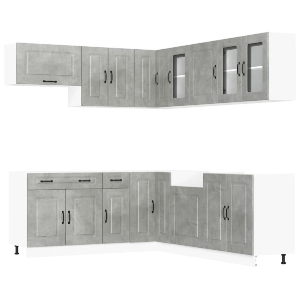 Mueble cocina Kalmar gris hormigón 11 pzas madera contrachapada M 2