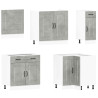 Mueble cocina Kalmar gris hormigón 11 pzas madera contrachapada 4