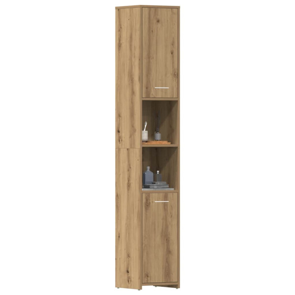 Armario de baño madera ingeniería roble artisan 30x30x183.5 cm D