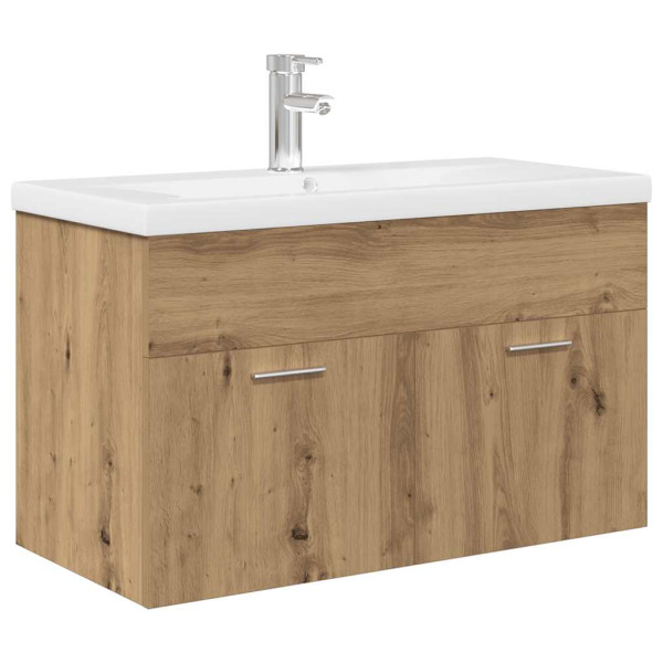 Mueble para lavabo con lavabo integrado y grifo roble artesanal D