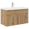 Mueble para lavabo con lavabo integrado y grifo roble artesanal 1