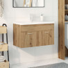 Mueble para lavabo con lavabo integrado y grifo roble artesanal 3