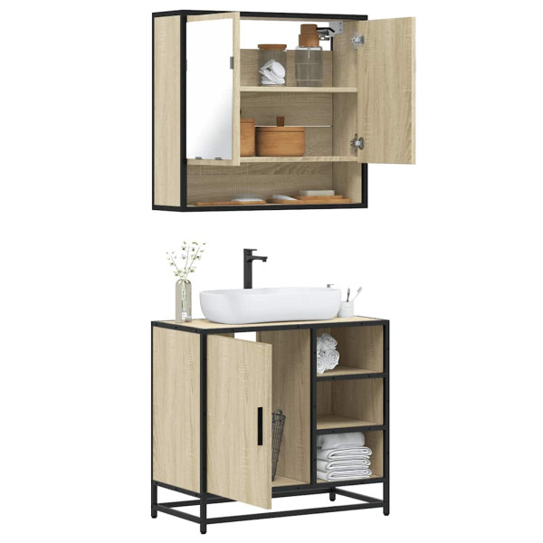 Set de muebles de baño 2 pzas madera contrachapada roble Sonoma D