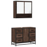 Set de muebles baño 2 pzas madera contrachapada marrón roble 2