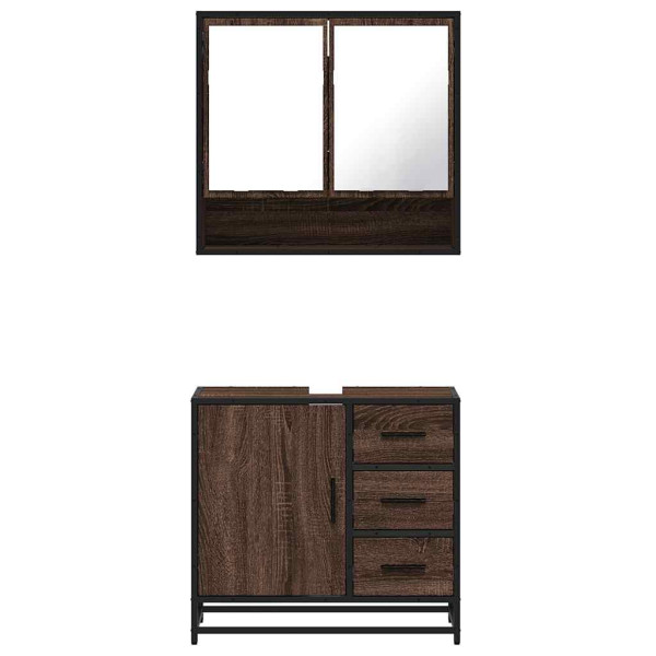 Set de muebles baño 2 pzas madera contrachapada marrón roble M 5