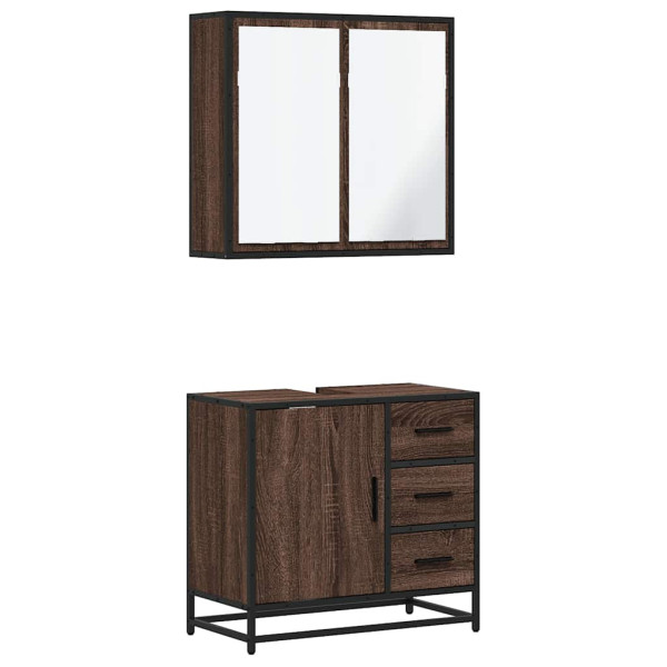 Set de muebles baño 2 pzas madera contrachapada marrón roble M 2