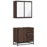 Set de muebles baño 2 pzas madera contrachapada marrón roble 2