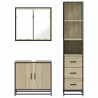 Set de muebles de baño 3 pzas madera contrachapada roble Sonoma 5