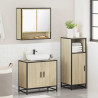 Set de muebles de baño 3 pzas madera contrachapada roble Sonoma 4