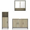 Set de muebles de baño 3 pzas madera contrachapada roble Sonoma 5